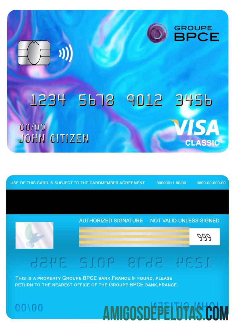 Cartão Visa Classic do Grupo França BPCE Bank baixar para verificação